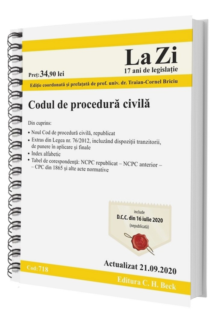 Codul de procedura civila. Actualizat la 21.09.2020